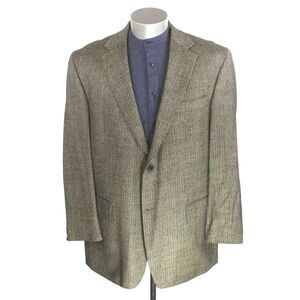 beige black herringbone Nautica soft tweed blazer jacket sport suit coat 46 L
